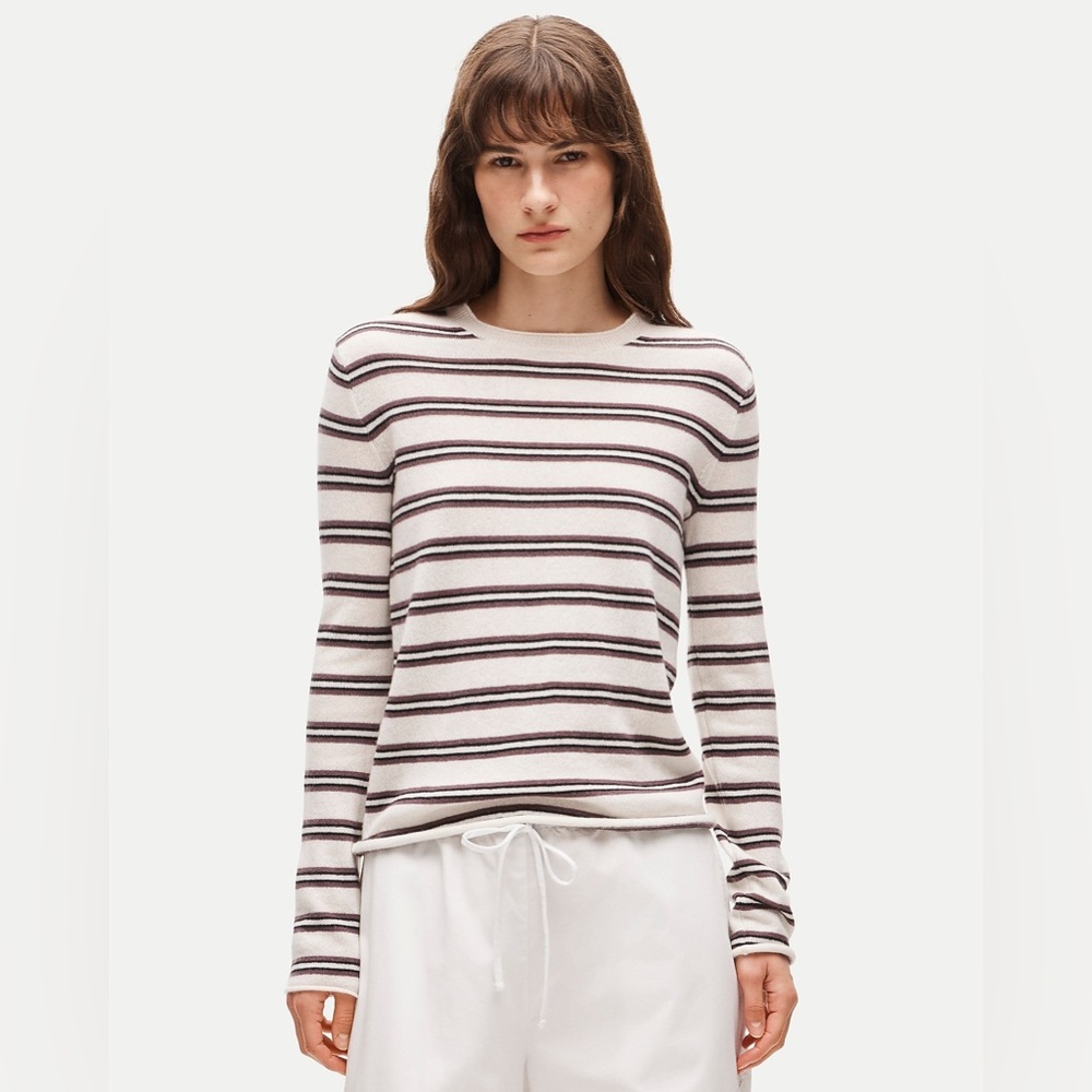 NWT J.Crew Rolled Cashmere Long-Sleeve Sweater in Stripe